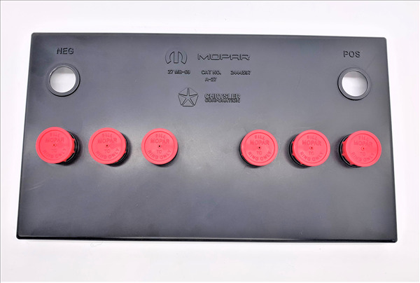 1966-1974 Chrysler models Group 27 Battery Topper with Red Caps.