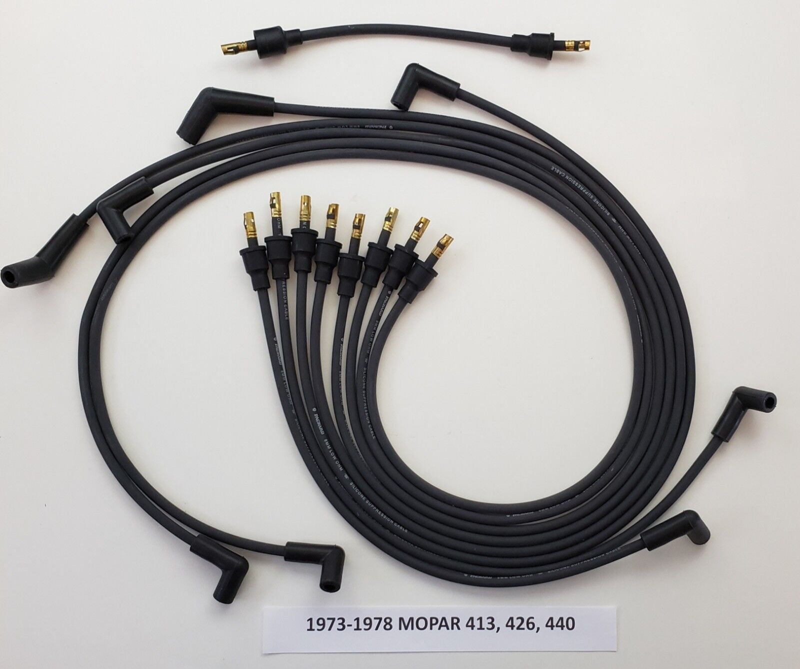MOPAR Big Block 1973-1978 400 440 8mm BLACK Spiral Spark Plug Wires-POINTS USA 