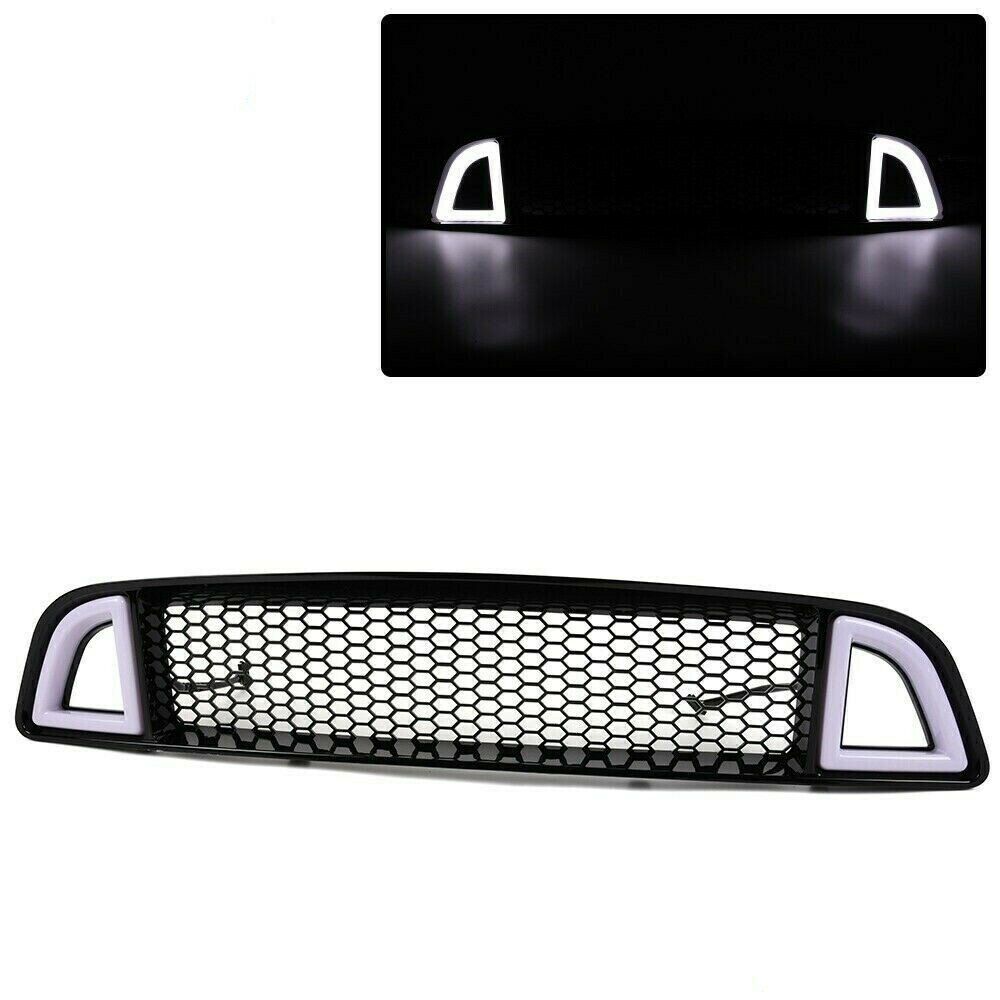 For 2013-2014 Ford Mustang Non-Shelby Front Bumper Upper LED Grille Black