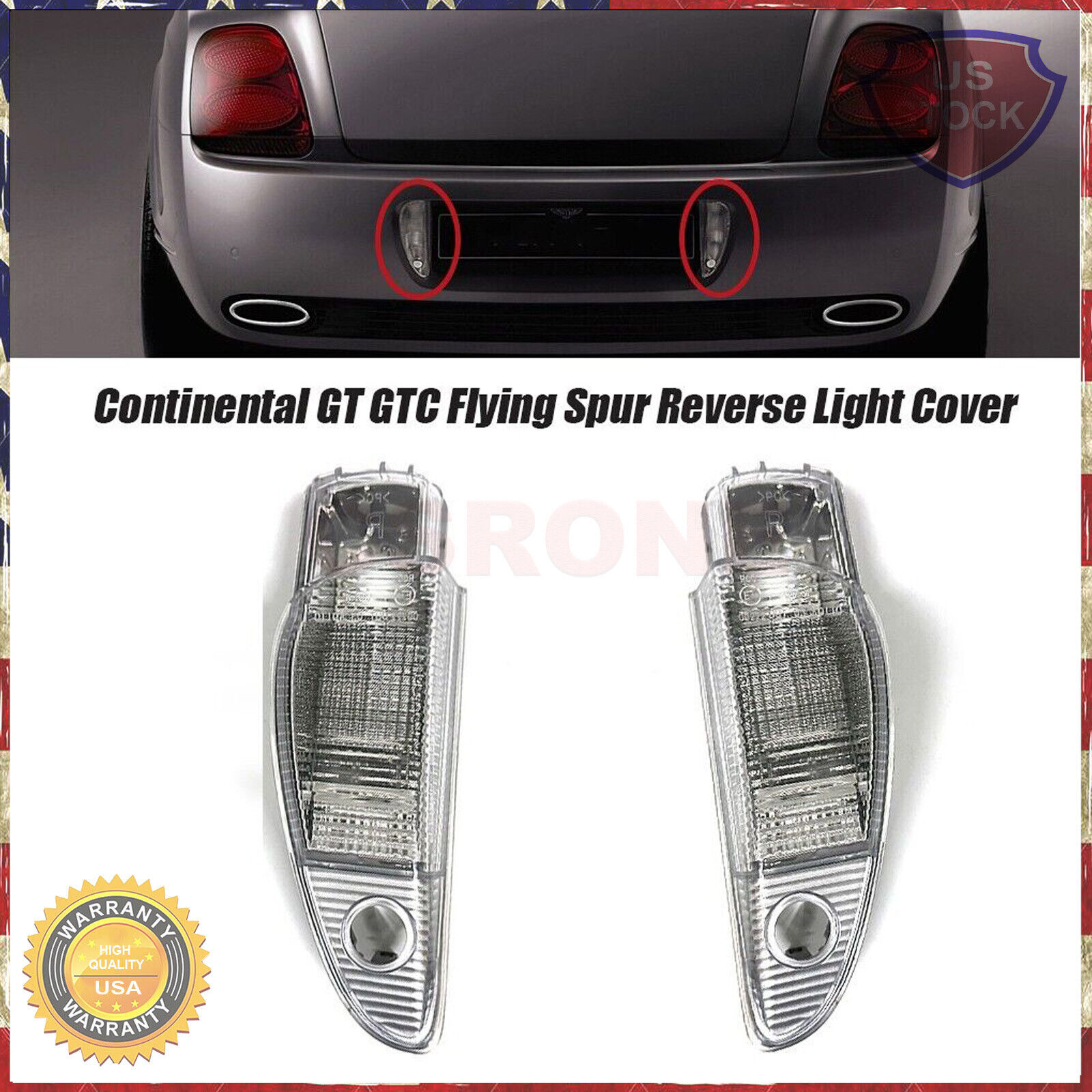 Rear LH+RH Reverse Light Cover For Bentley Continental GT GTC Flying Spur 04-13