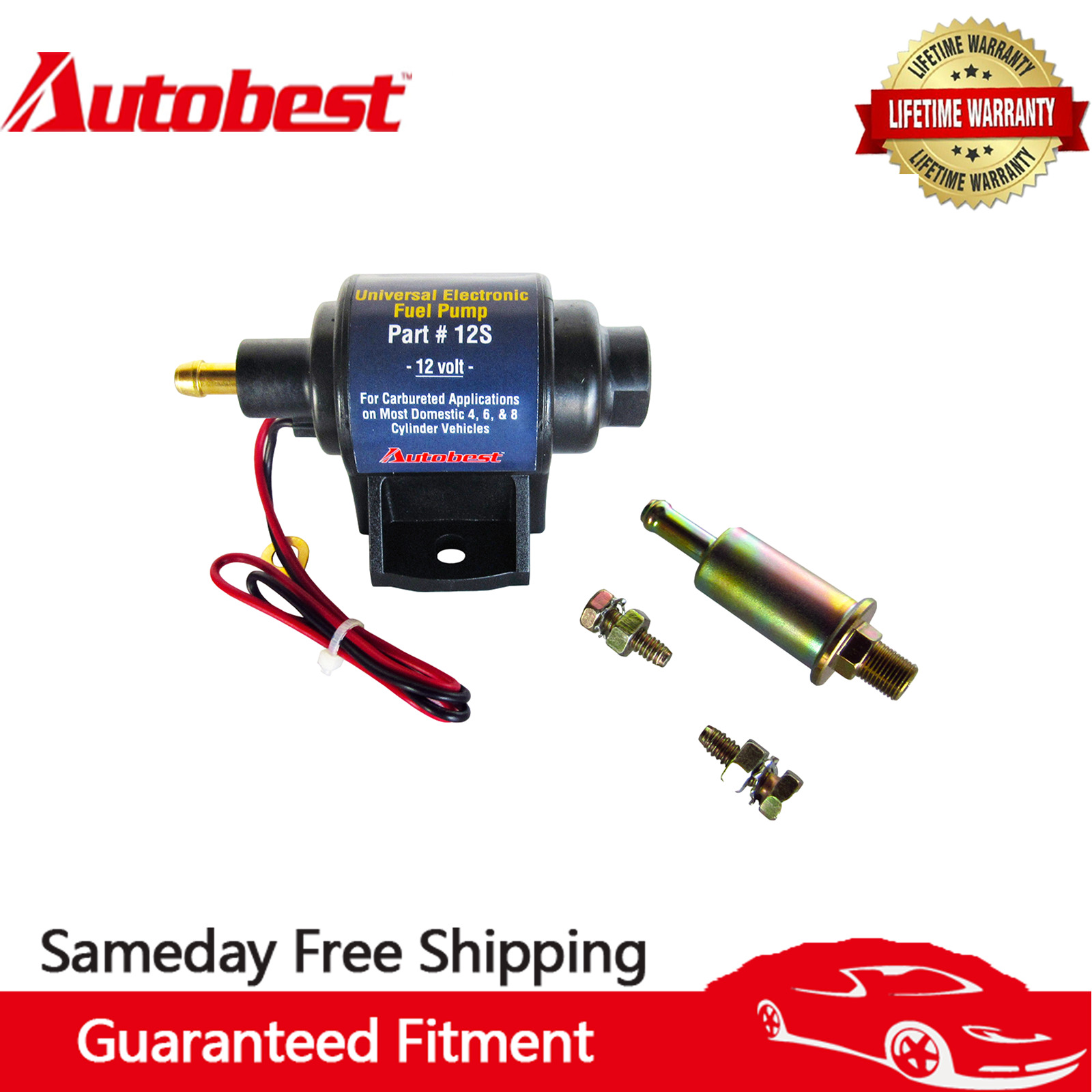 Autobest 12S Electric Transfer Pump For Universal 12V Application 35 GPH