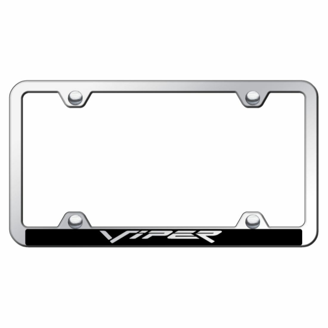 Dodge Viper Chrome with Black Plastic License Plate Frame