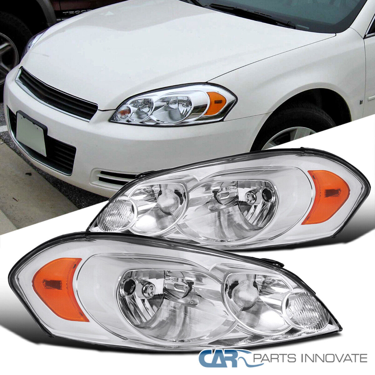 Fit Chevy 06-13 Impala 06-07 Monte Carlo Clear Headlights Headlamps Signal Lamps