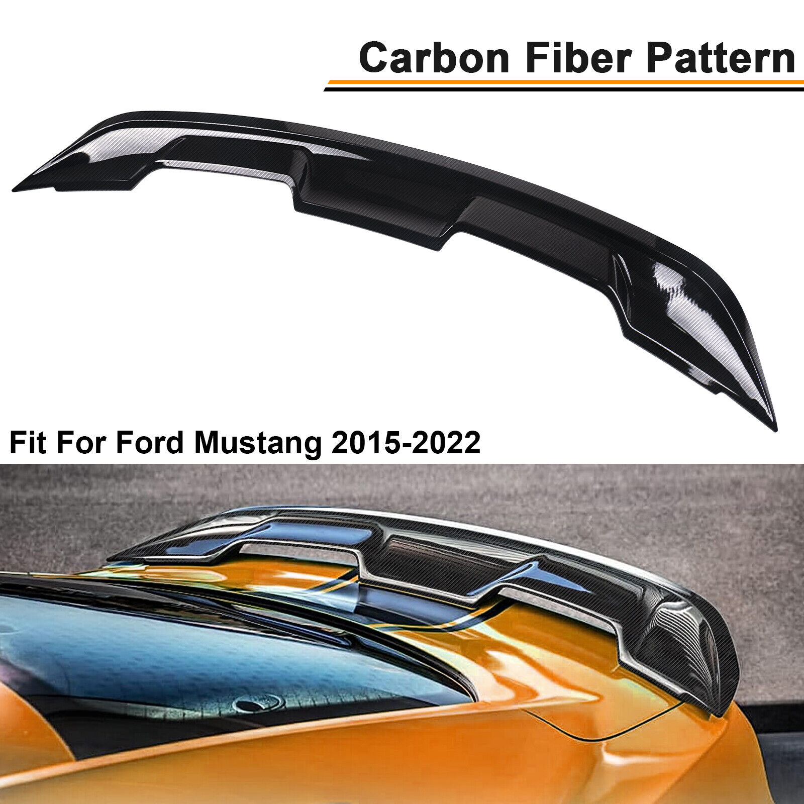 Fit 2015-2022 Ford Mustang GT500 GT350 Trunk Spoiler Wing Lip Carbon Fiber