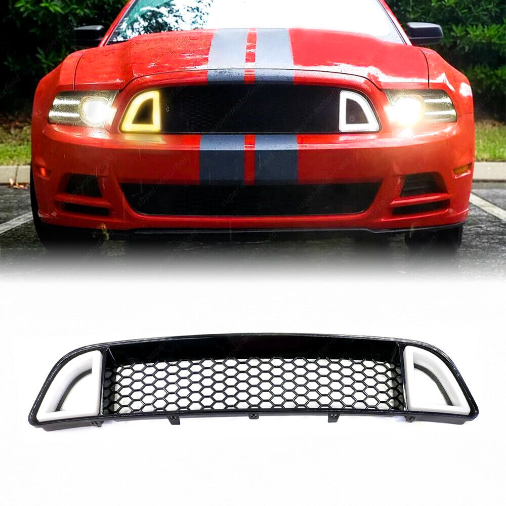 For 2013-2014 Ford Mustang Front Bumper Grille Upper Grill W/ LED DRL Non-Shelby