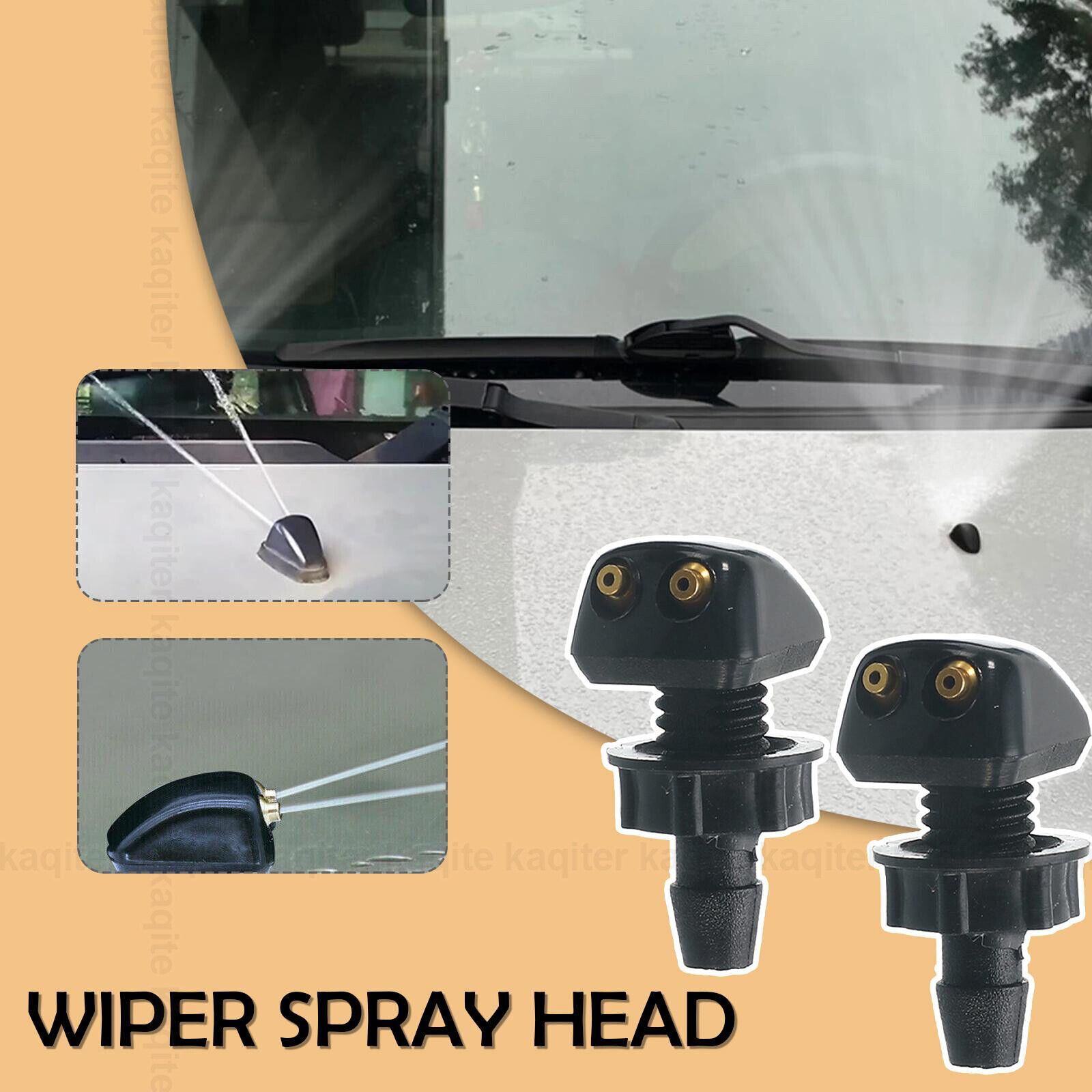 2pcs Universal Car Dual Holes Windshield Washer Nozzle Wiper Water Spray Jet Kit