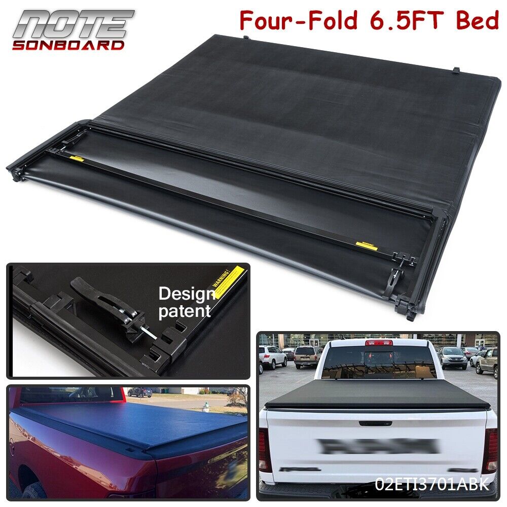 4 FOLD 6.5FT TRUCK TONNEAU BED COVER FIT FOR 02-2022 DODGE RAM 1500 2500 3500