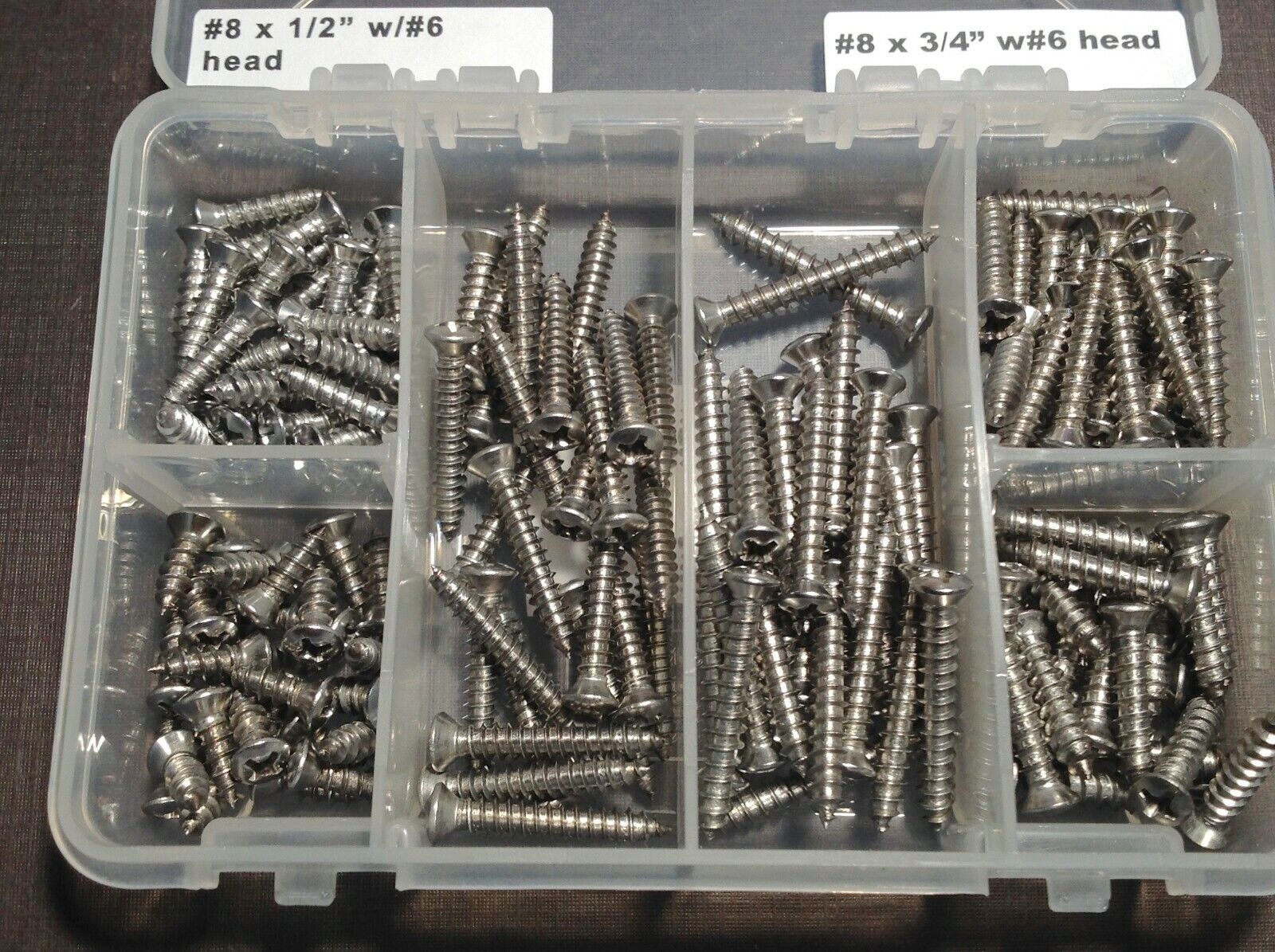 150pc GM #8 w/#6 phillips oval head stainless garnish moulding screws assortment