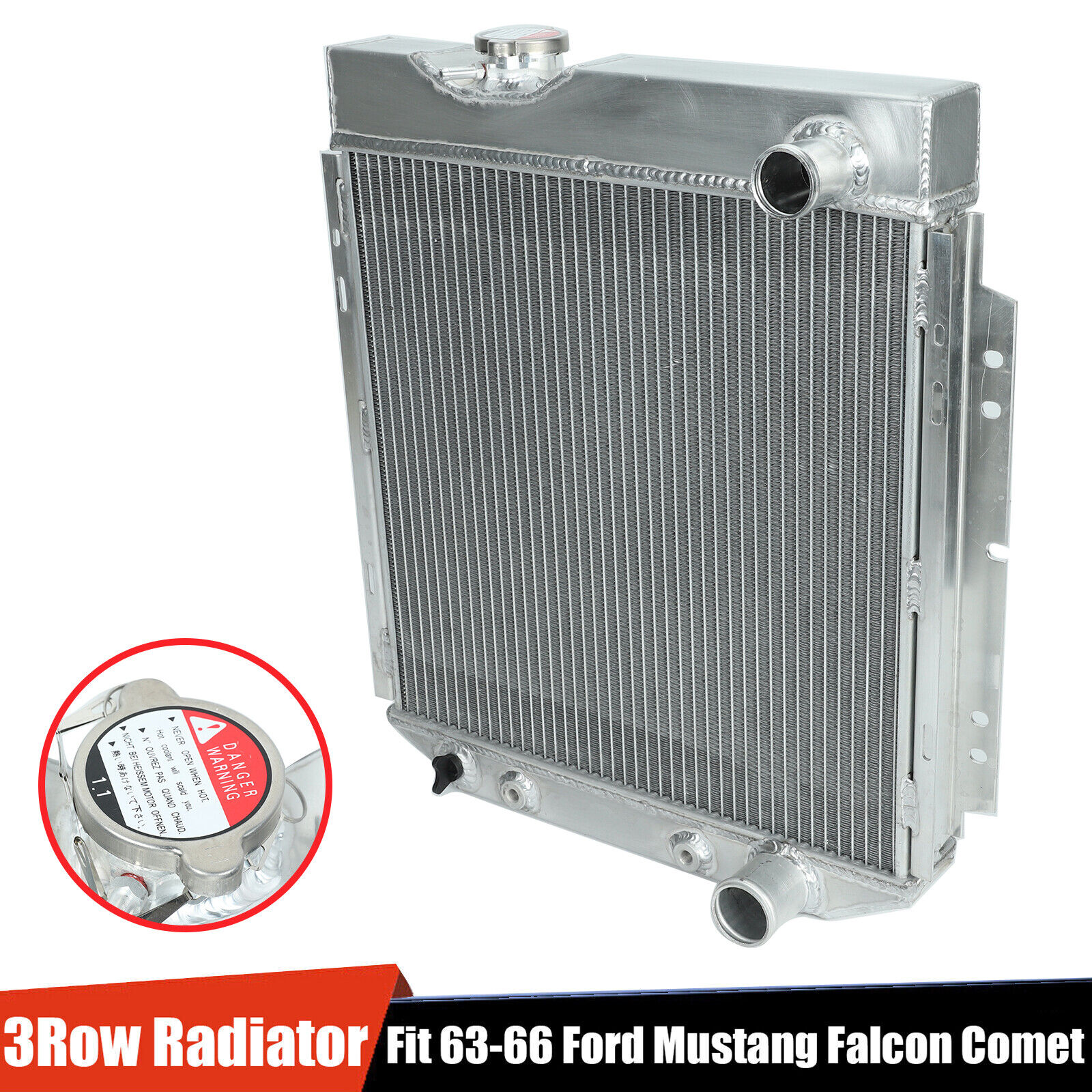Aluminum Radiator 3 Row For 1960-65 Ford Falcon/ Ranchero/Comet 64-66 Mustang AT