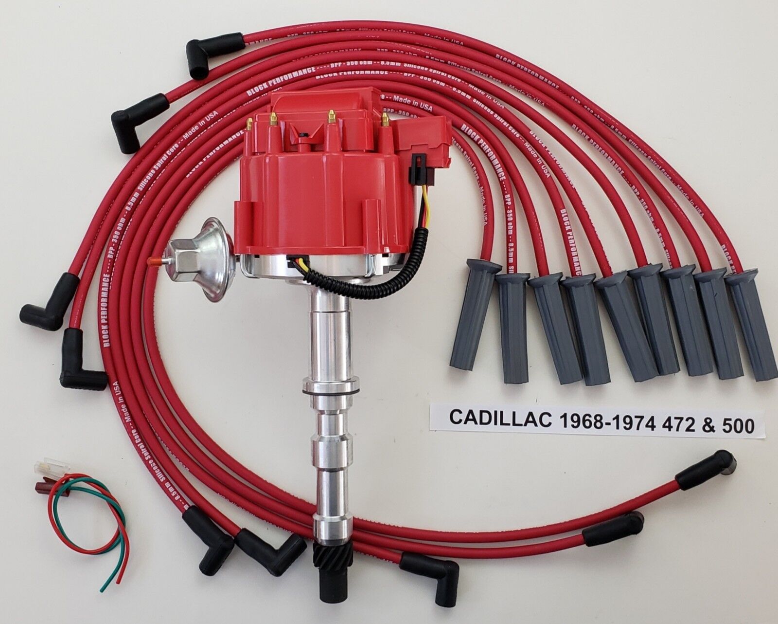CADILLAC 1968-1974 472 500 RED HEI DISTRIBUTOR + 8.5mm Spark Plug Wires USA
