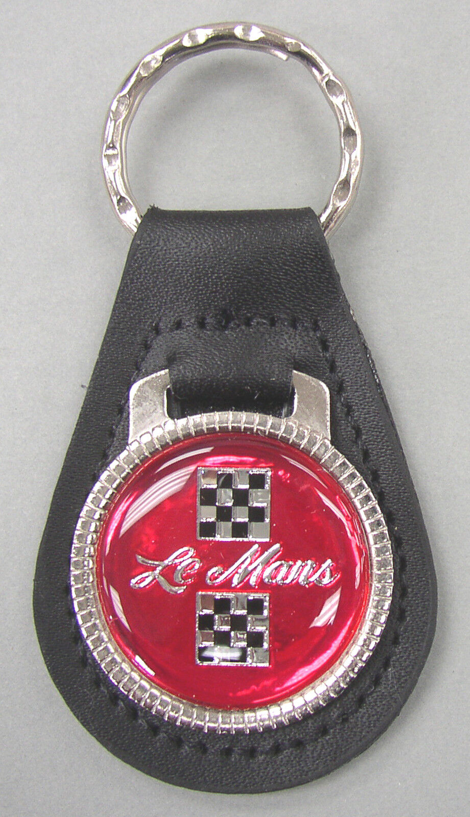 Red Pontiac Le Mans #3239 Leather Key Ring Checkered Flags 1970 1971 1972 
