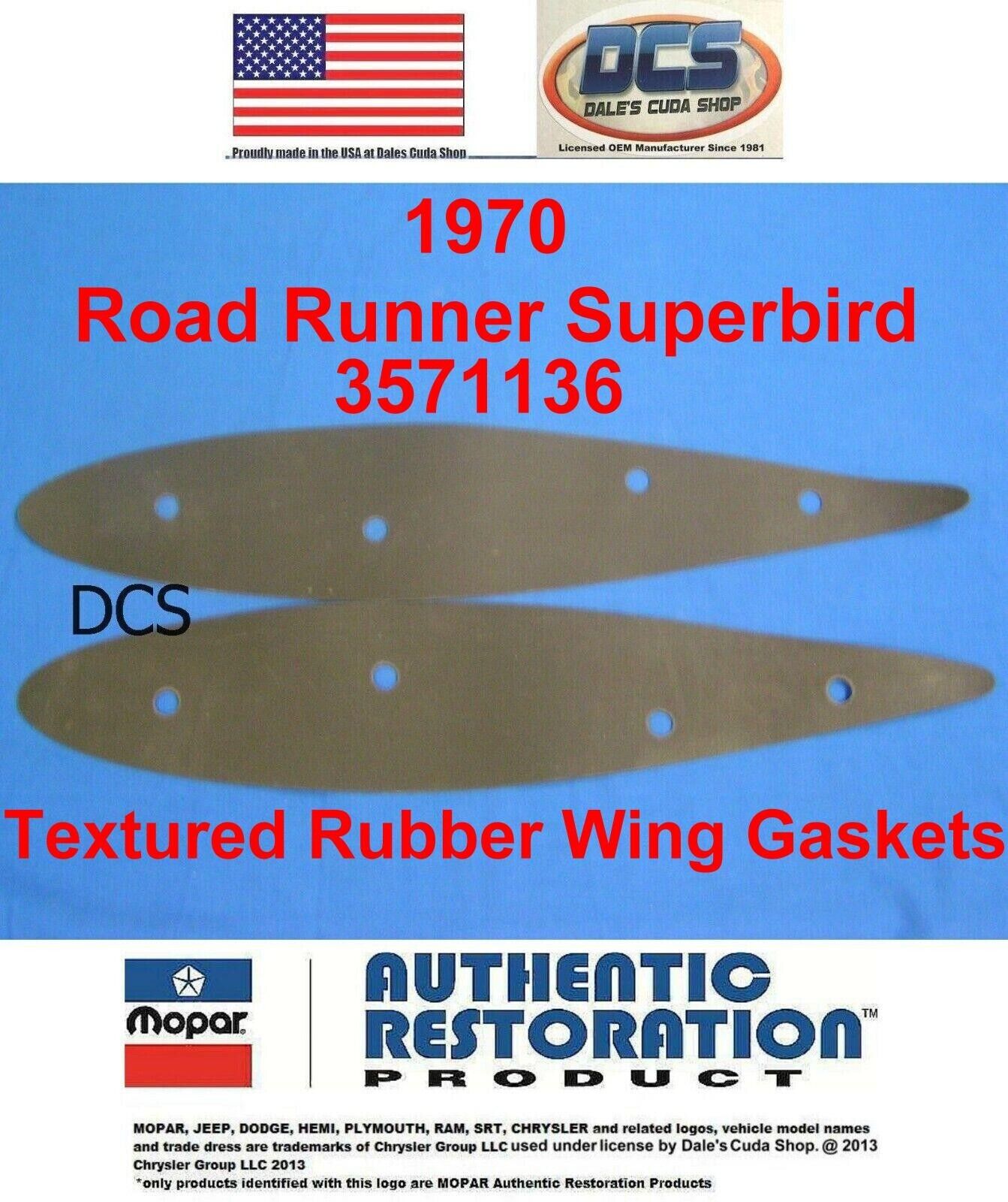 1970 Plymouth Superbird Correct Rear Wing Seals 3571136 New USA