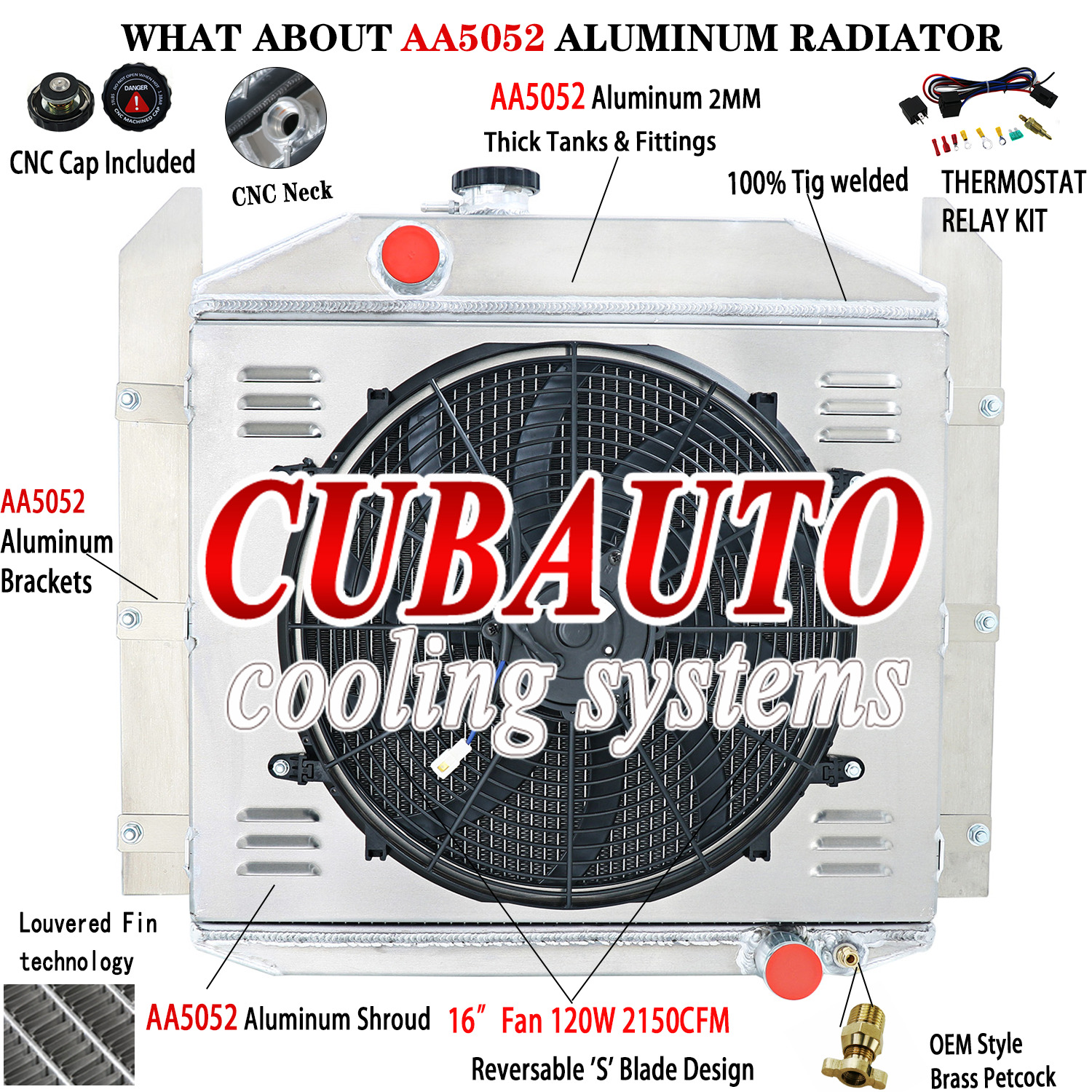 4 Row Radiator+Shroud Fan For Studebaker Commander Regal Deluxe 49-52