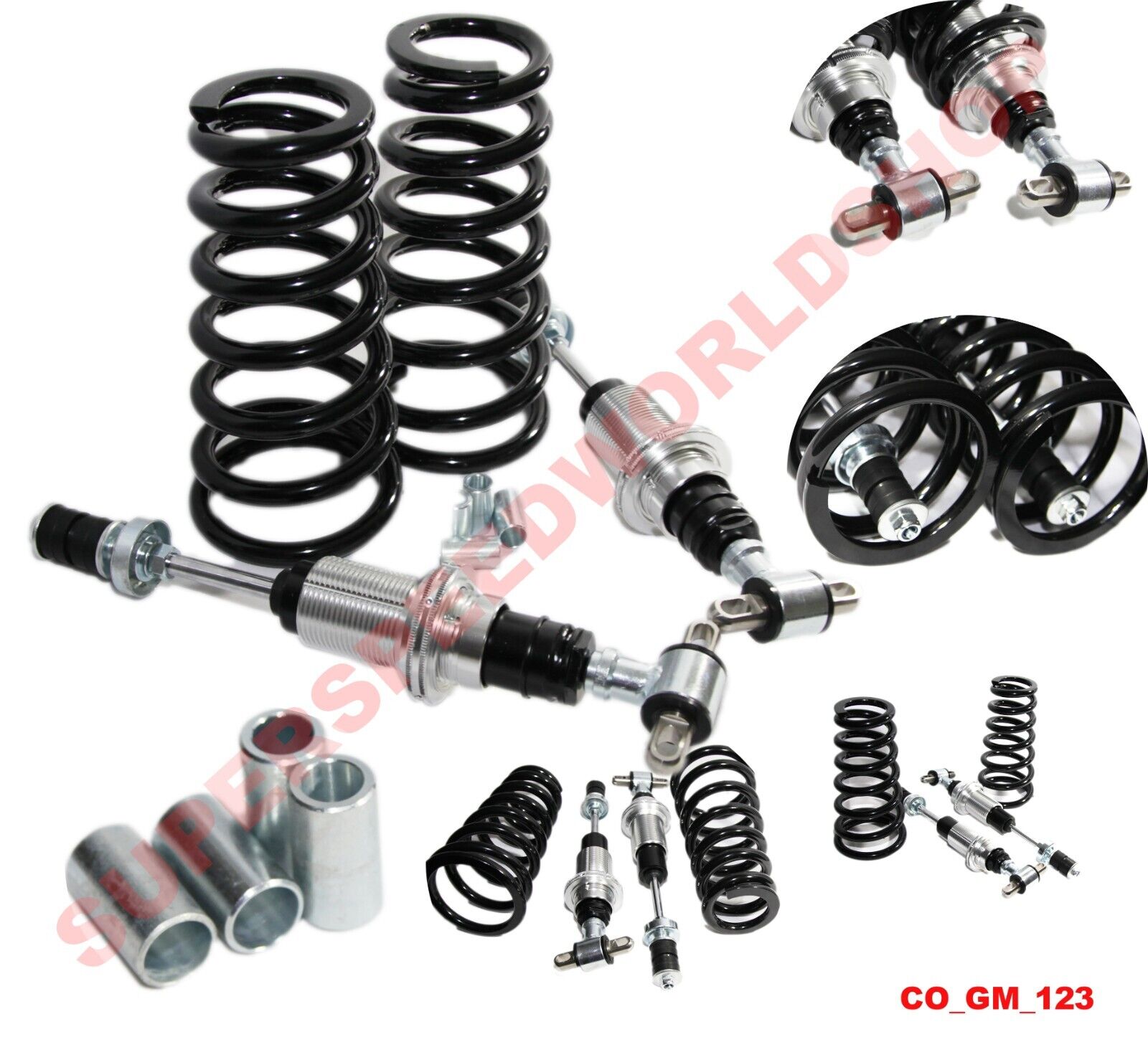 Black Front Coil Over Shock w/500LB Spring for GM A F X G Body SBC Small Block