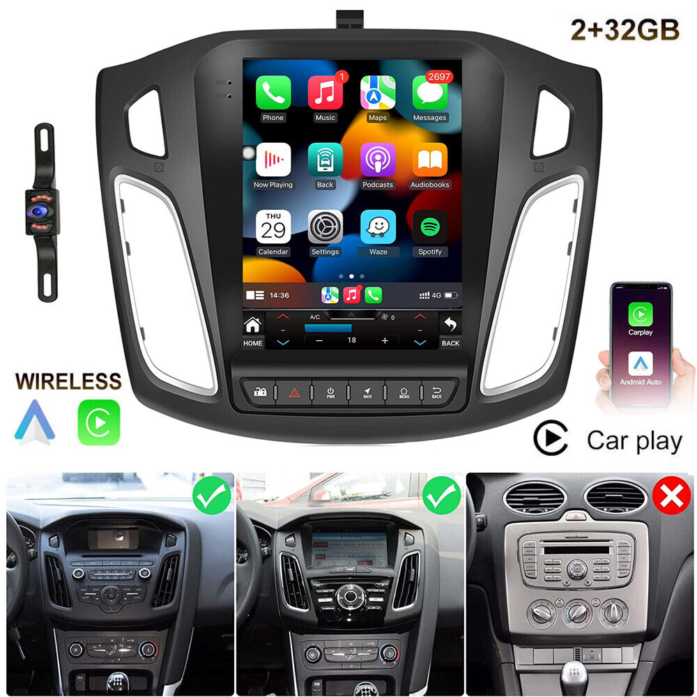 Car Apple Carplay Radio For Ford Focus 2012-2018 Android 11 GPS Stereo +Camera