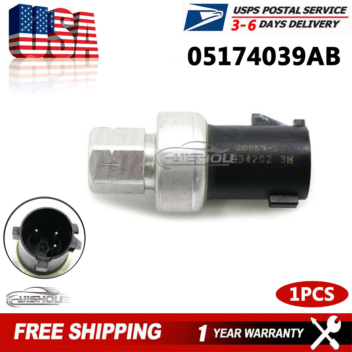 05174039AB A/C Pressure Transducer Switch For Dodge Chrysler Jeep Plymouth Ram