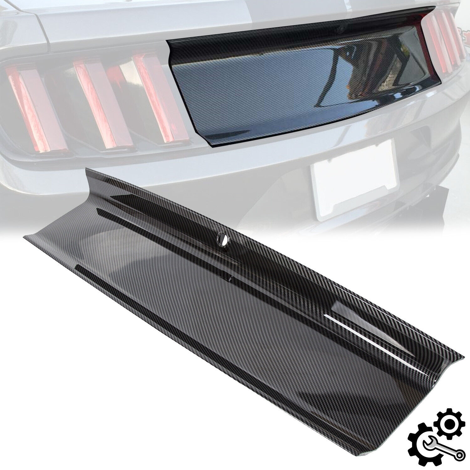 CARBON FIBER LOOK TRUNK PANEL DECKLID REAR TRIM COVER FOR 2015-2023 MUSTANG GT