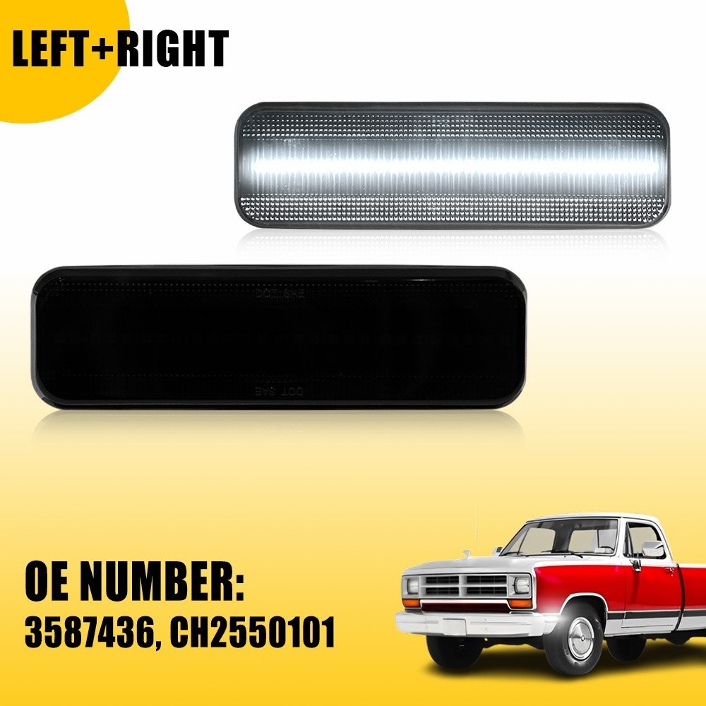 Smoked Lens Front LED Side Marker Light Lamps White For 1971-76 Dodge Coronet EA