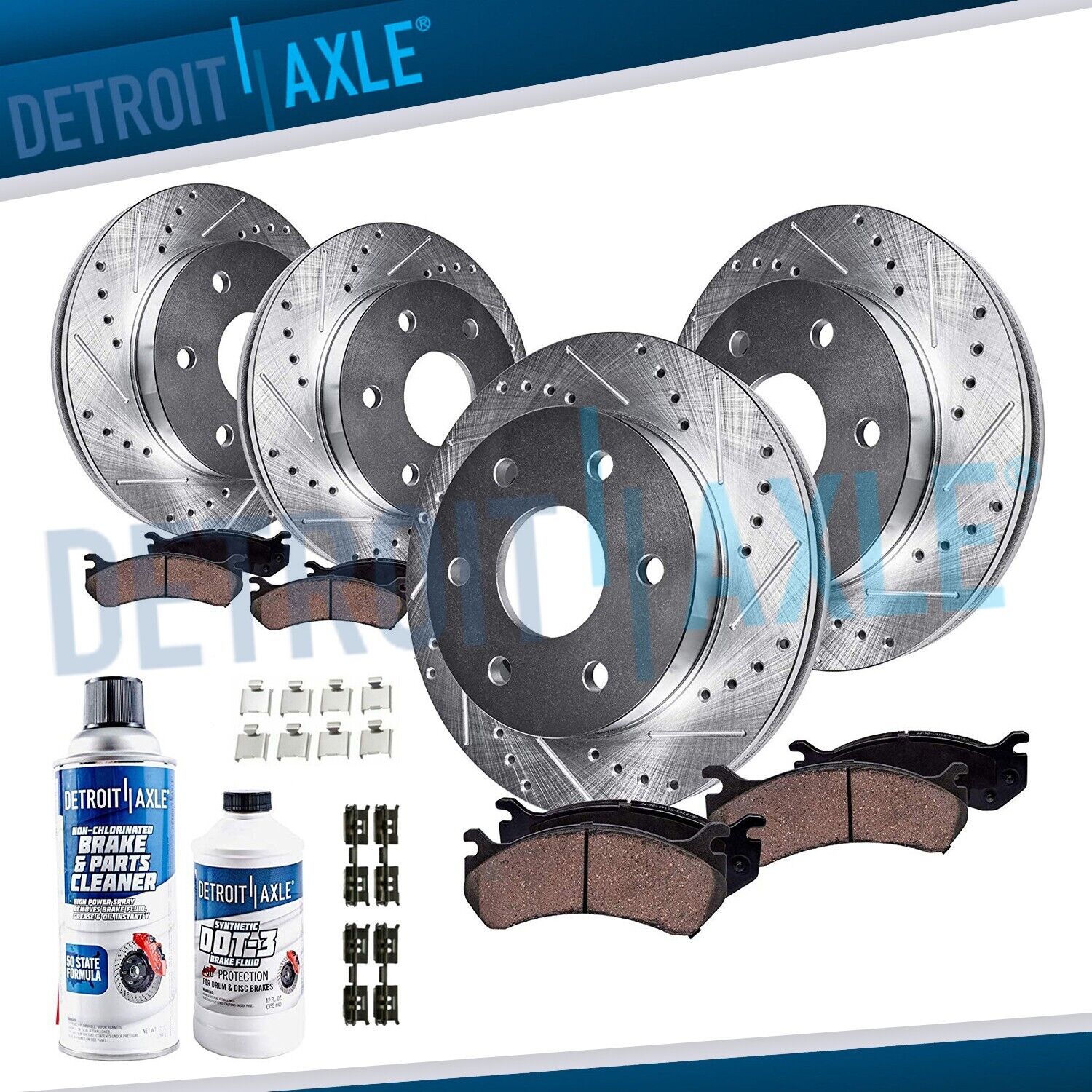 Front & Rear Drilled Rotors Ceramic Brake Pads for 2012 - 2020 Ford F-150 6 LUGS