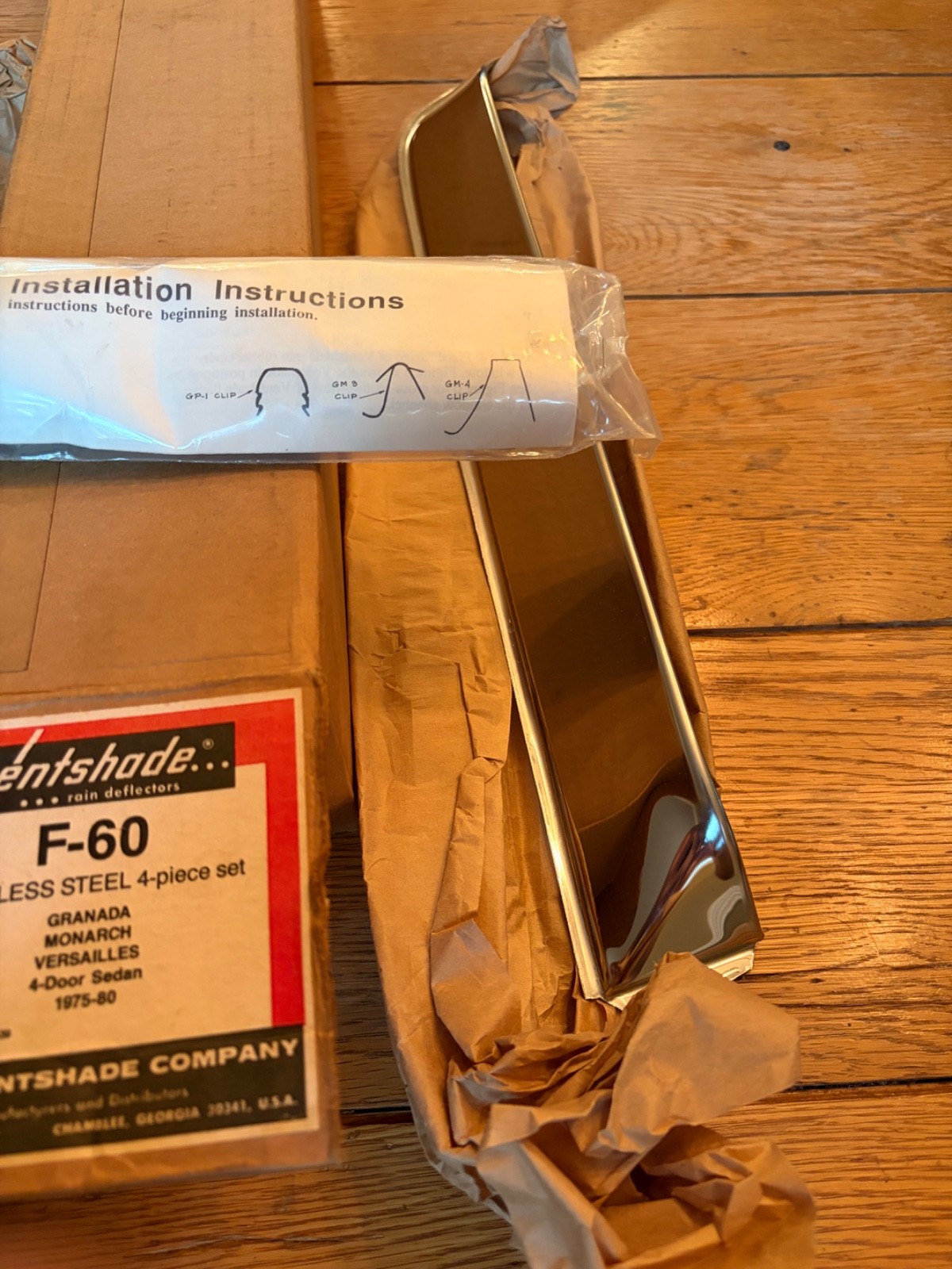1975-80 Ford Granada Mercury Monarch 4 dr stainless  Steel Vent Shade window NOS