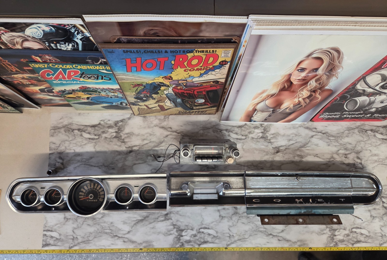 1965 Mercury Comet dash trim gauge cluster instrument panel radio glove box #4