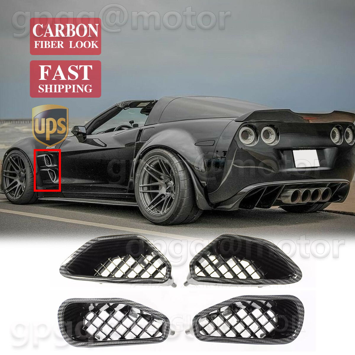 For Chevy Corvette C6 ZR1 09-13 Carbon Front Side Fender Vent Intake Duct Cover