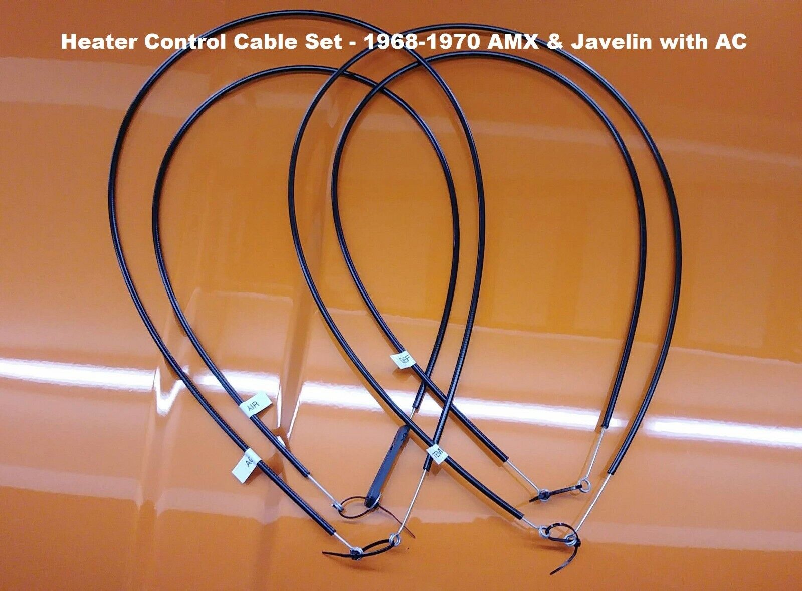 1968-70 AMC AMX & Javelin Heater Control Cable Set, for AC equipped cars