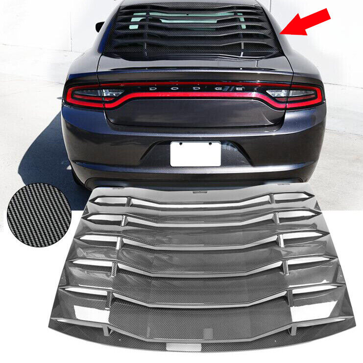 For 2011-2020 Dodge Charger Rear Window Louver Cover Vent Carbon Color ABS