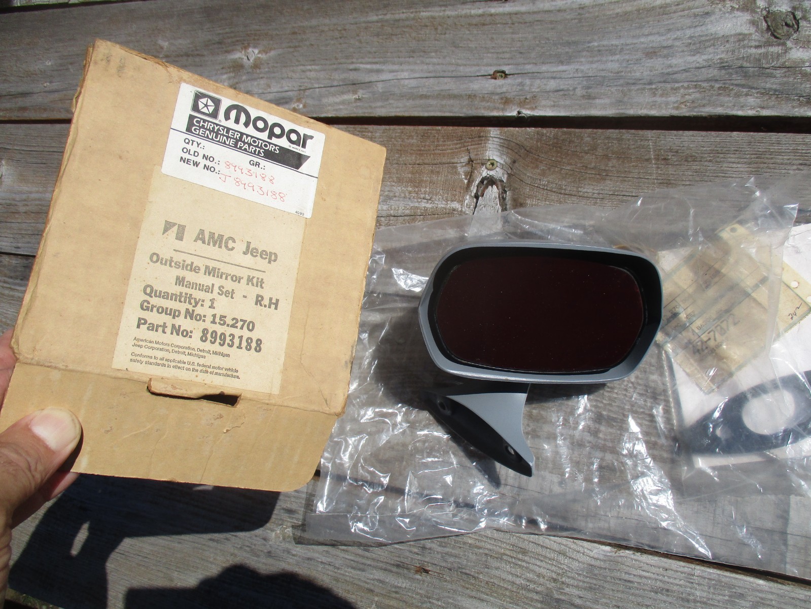 AMC NOS Right Hand Mirror Kit for Gremlin Hornet Spirit painted head in prime