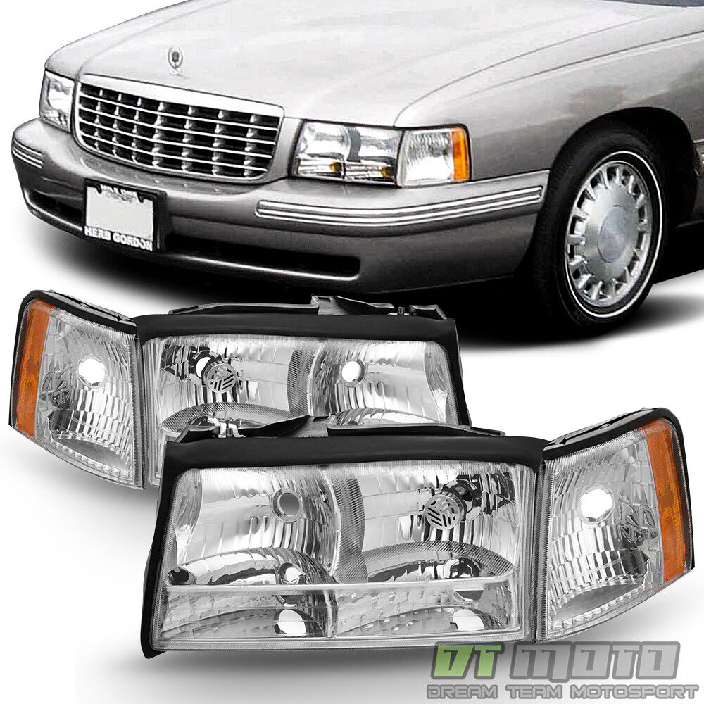Replacement 1997 1998 1999 Cadillac Deville Headlights Headlamps w/Corner Lights