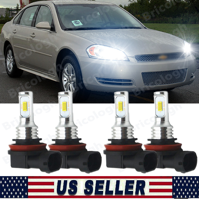 For Chevrolet Impala 2006-2013 -4x 6000K White LED Headlight High Low Beam Bulbs