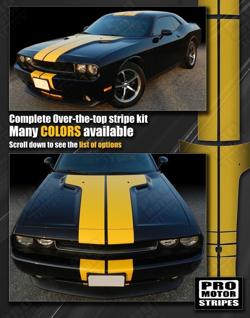 Dodge Challenger 2008-2023 Rally Double T-Stripes Decals (Choose Color)