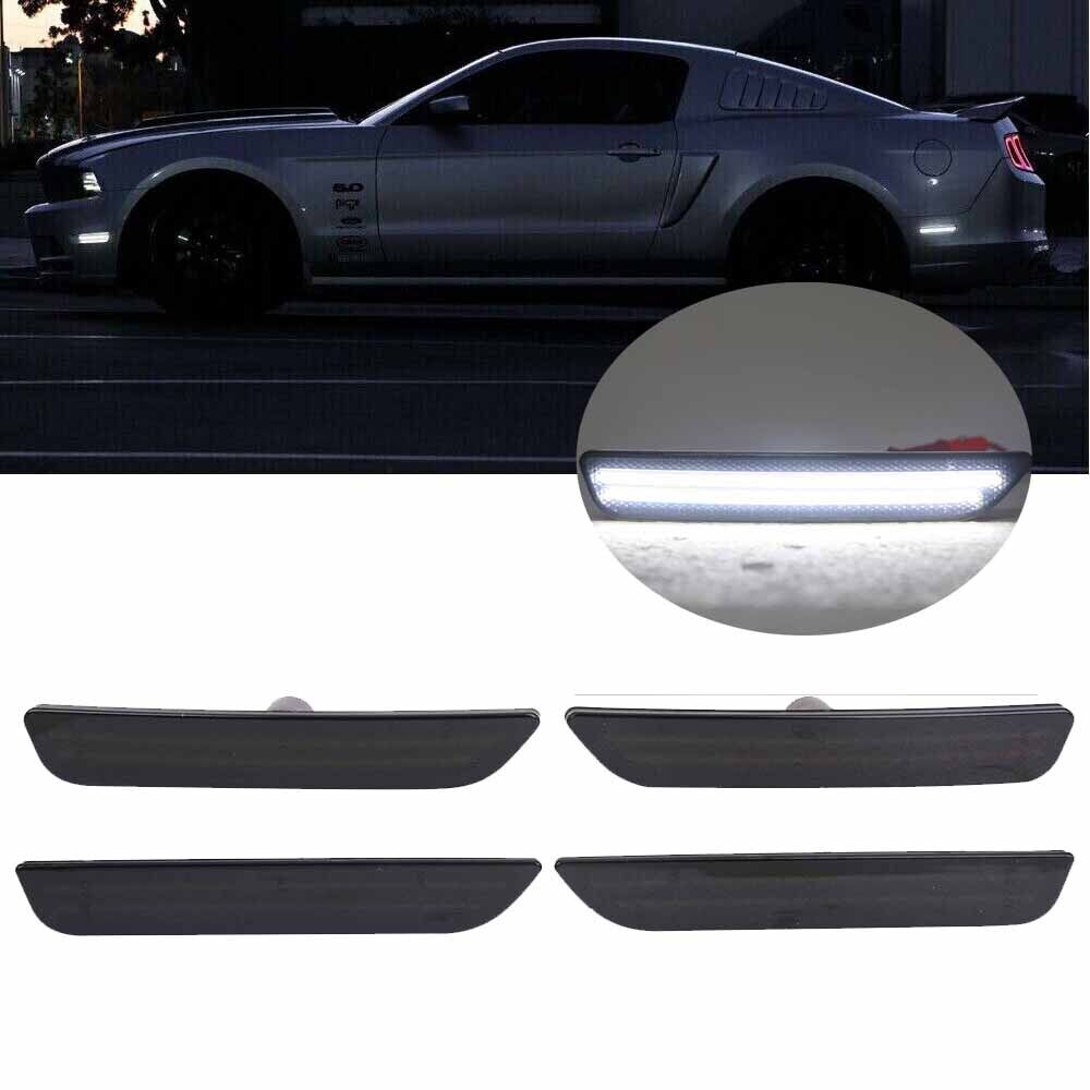 4x Smoked Lens Front & Rear LED Side Marker Lights For 2010-2014 Ford Mustang US