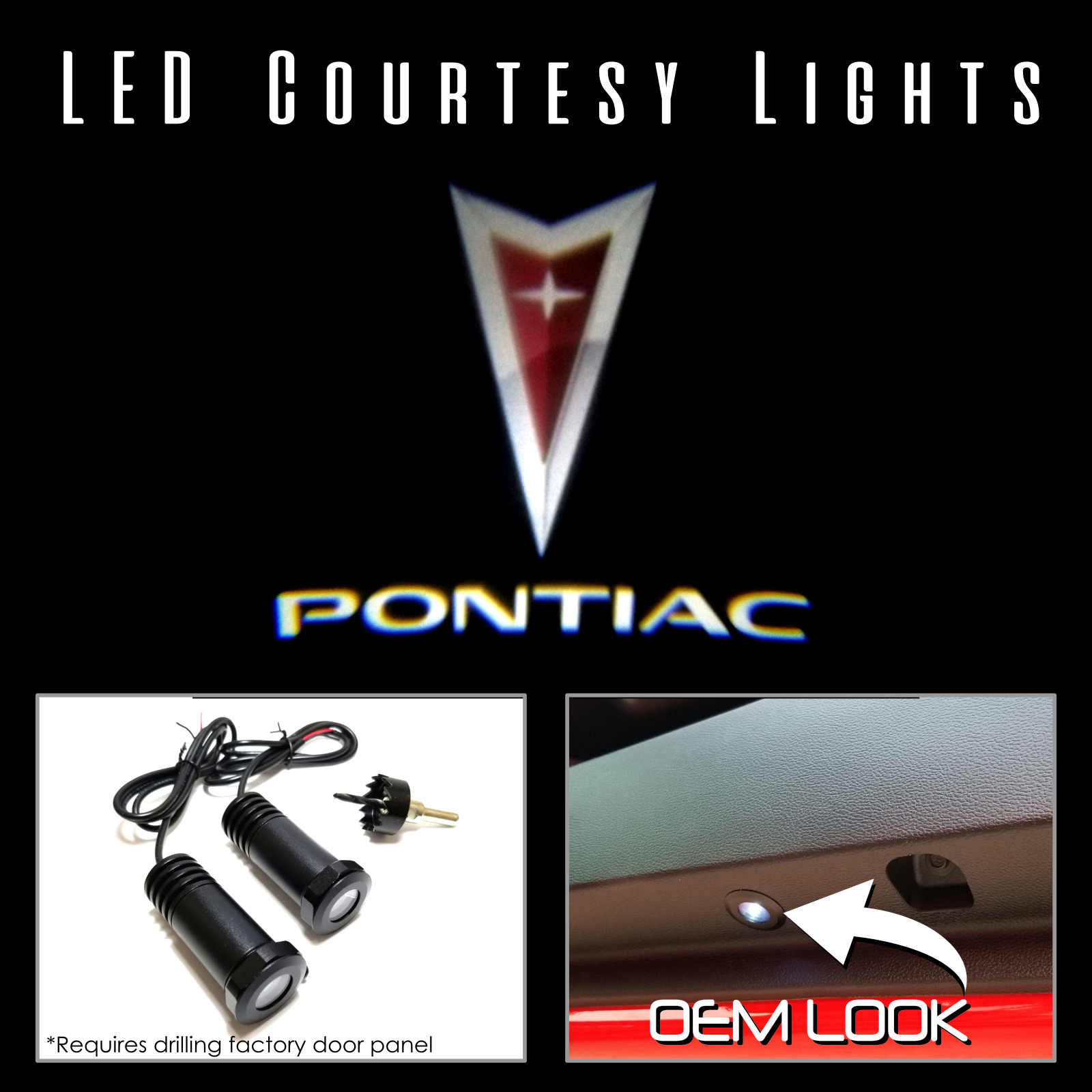 2Pc LED Courtesy Logo Door Lights Ghost Shadow Projectors Pontiac 100589