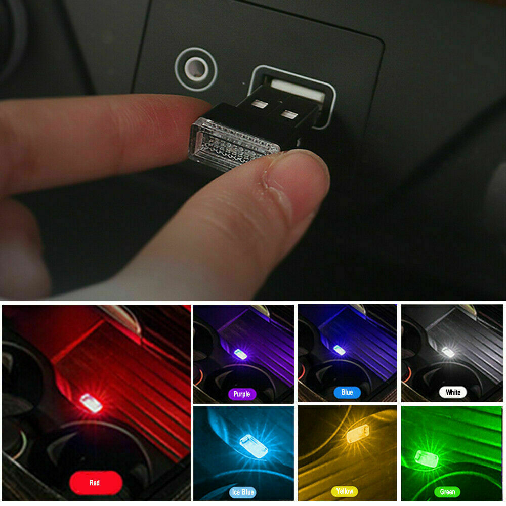 1* USB LED Car Interior Light Neon Atmosphere Ambient Lamp Bulb Accessories