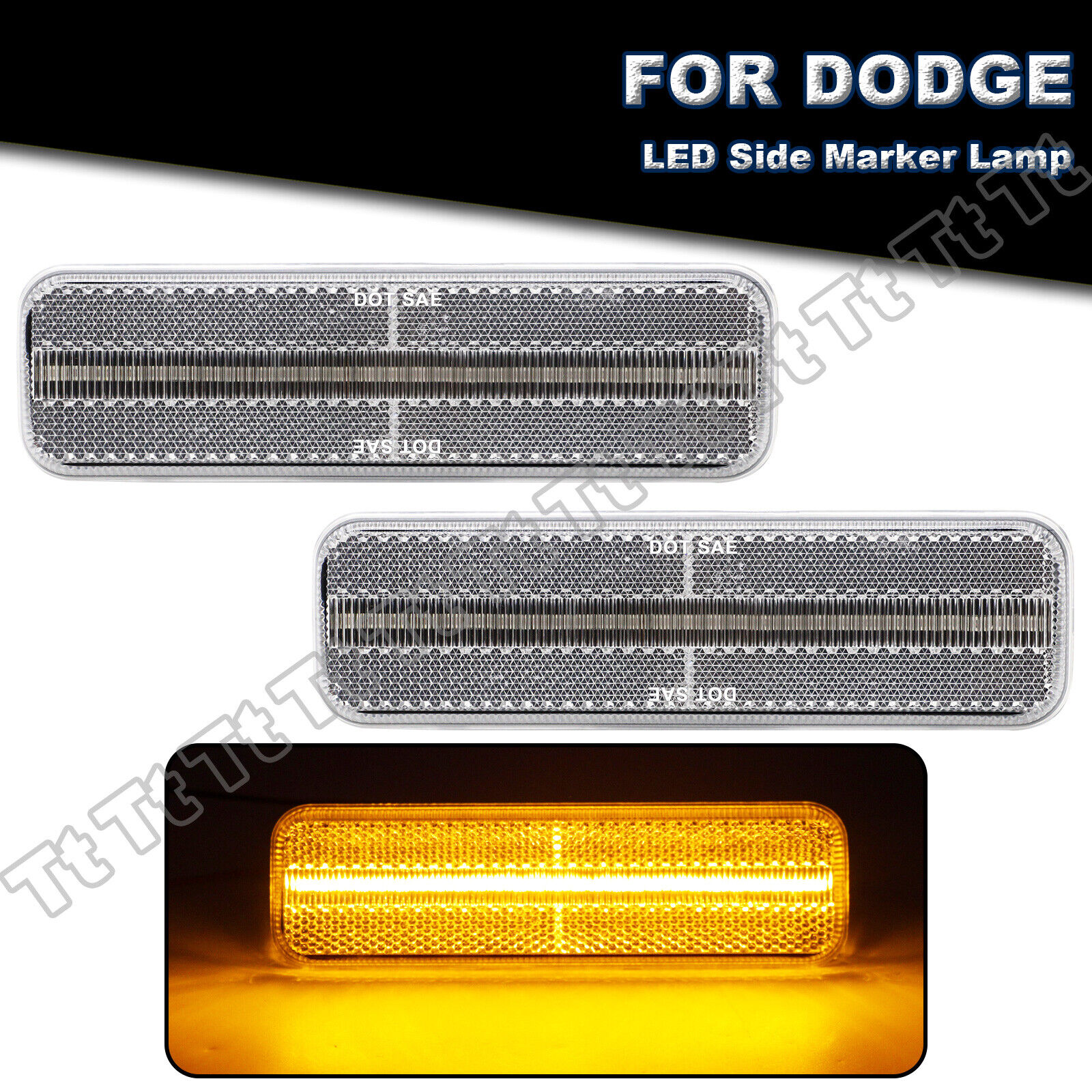 For 71-93 Dodge D150 D250 W250 W150 Ramcharger LED Front Side Marker Light Clear