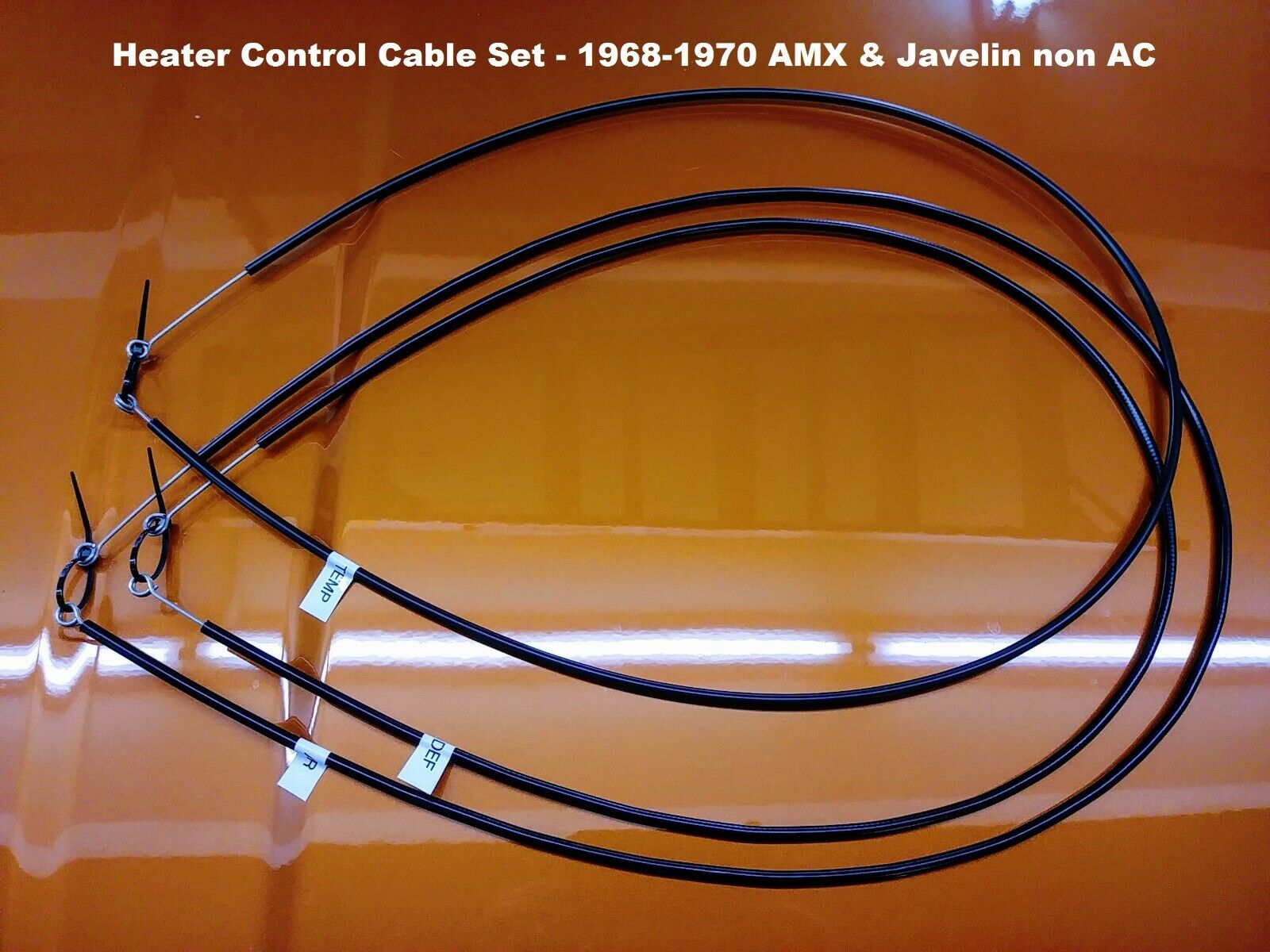 1968-70 AMC AMX & Javelin Heater Control Cable Set, for non-AC cars