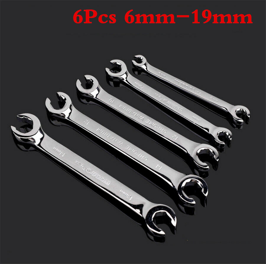 Professional Metric Flare Nut Wrench Set 6Pcs 6-19 mm For Gas/Brake/Diesel Lines