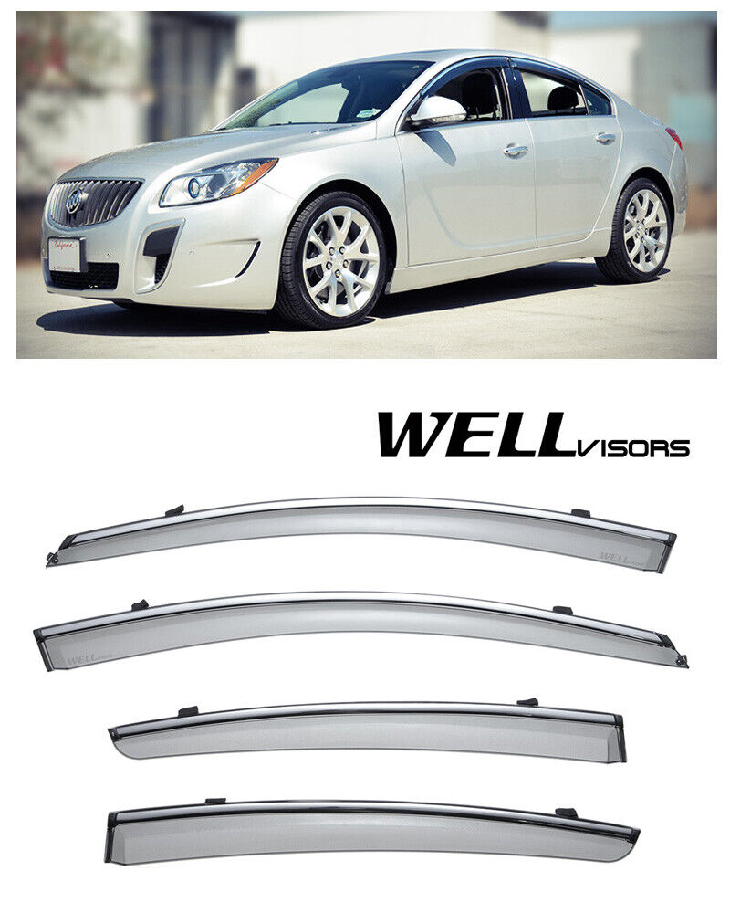 For 11-UP Buick Regal WellVisors Side Window Visors W/ Chrome Trim