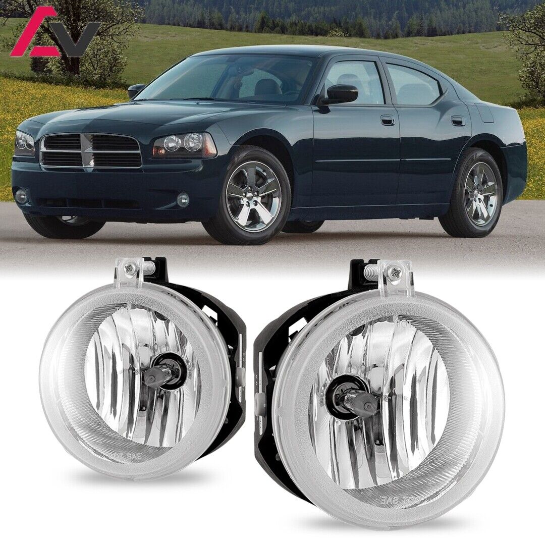 Bumper Fog Lights For Dodge Charger 2006-2009 Clear Lens Pair Replacement Lamps 