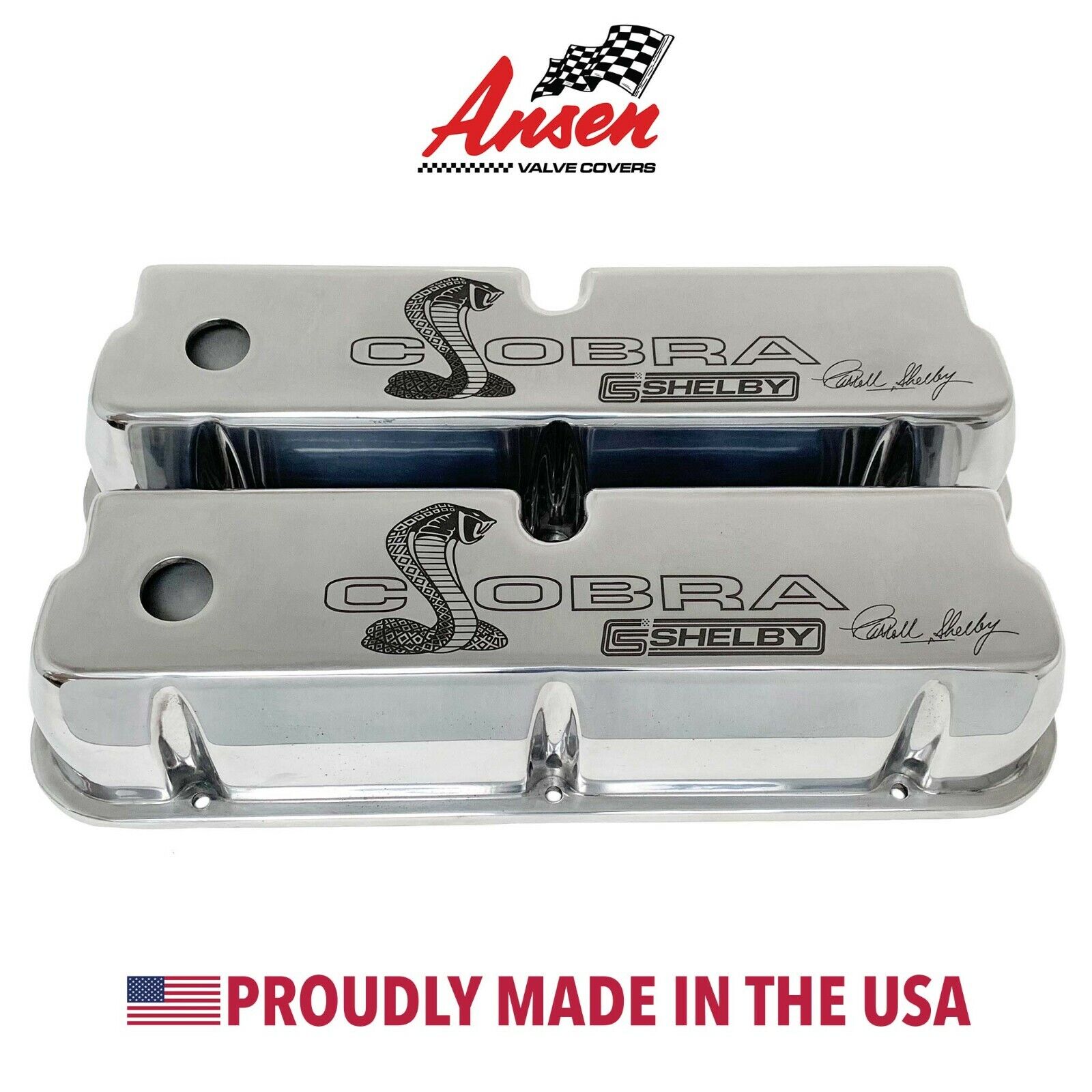 Ford 289, 351W Carroll Shelby Cobra Tall Valve Covers - Polished PREMIUM SERIES