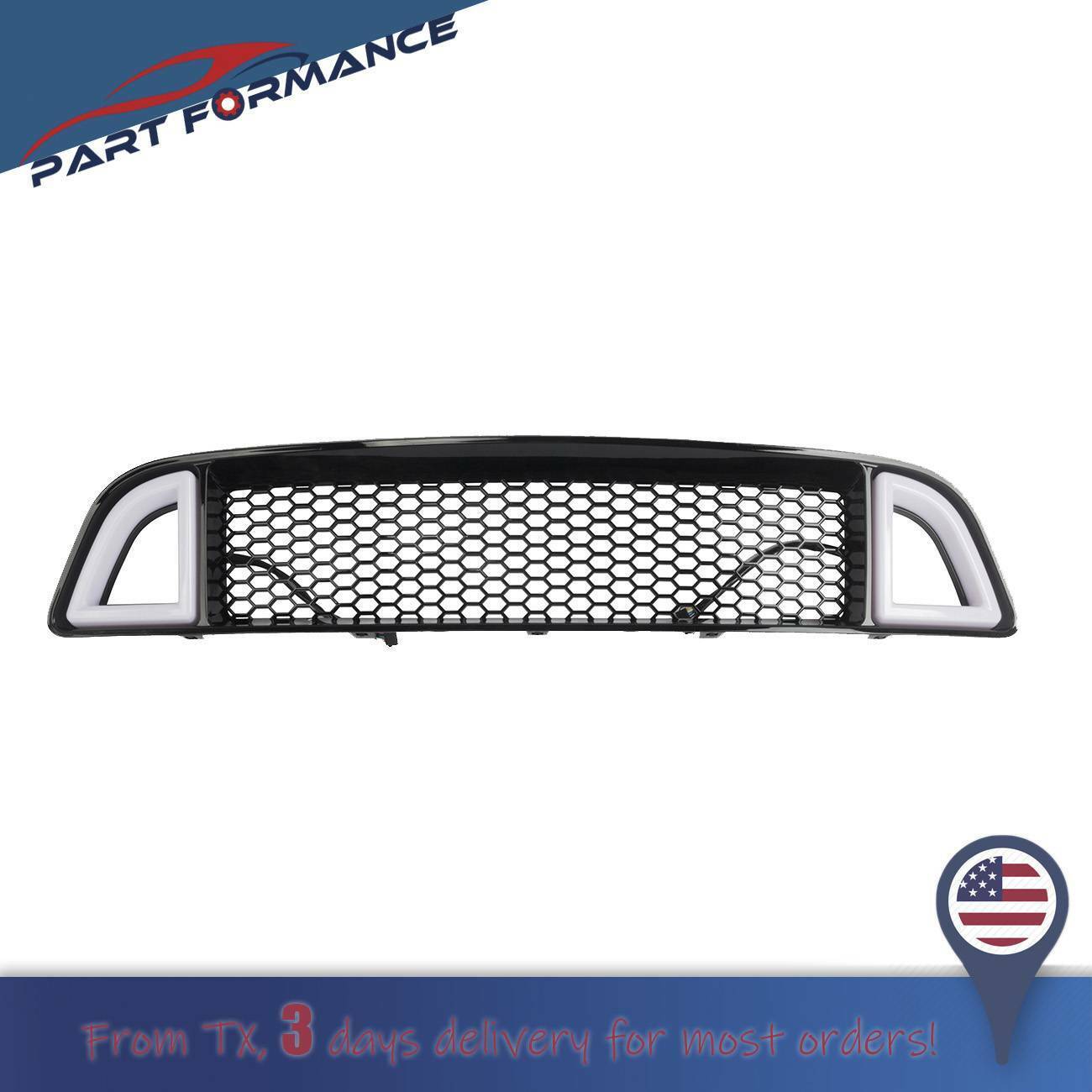 For 2013-2014 Ford Mustang Non-Shelby Front Bumper Upper w/ White LED Grille