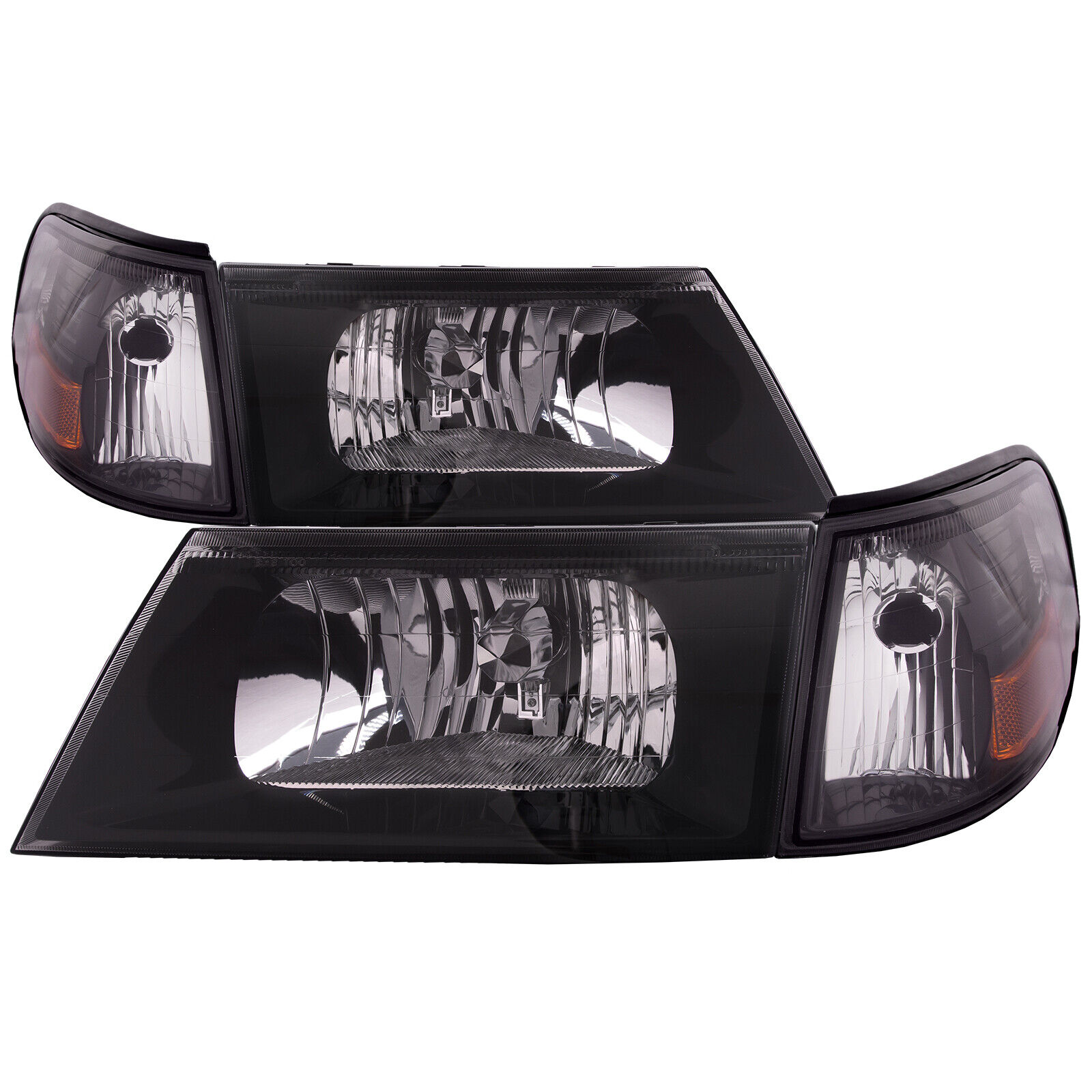 For 03-04 Grand Marquis/Marauder Headlights With Side Marker Lights Black Kit