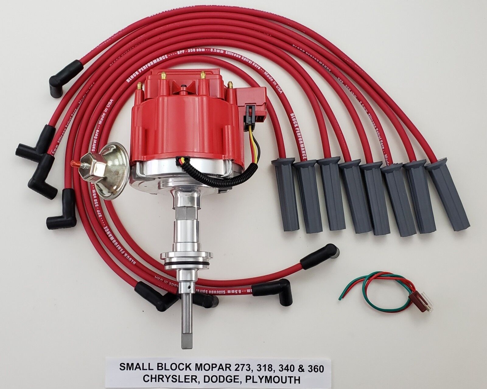 MOPAR 318 340 360 RED HEI DISTRIBUTOR +8.5mm SPARK PLUG WIRES USA DODGE CHRYSLER