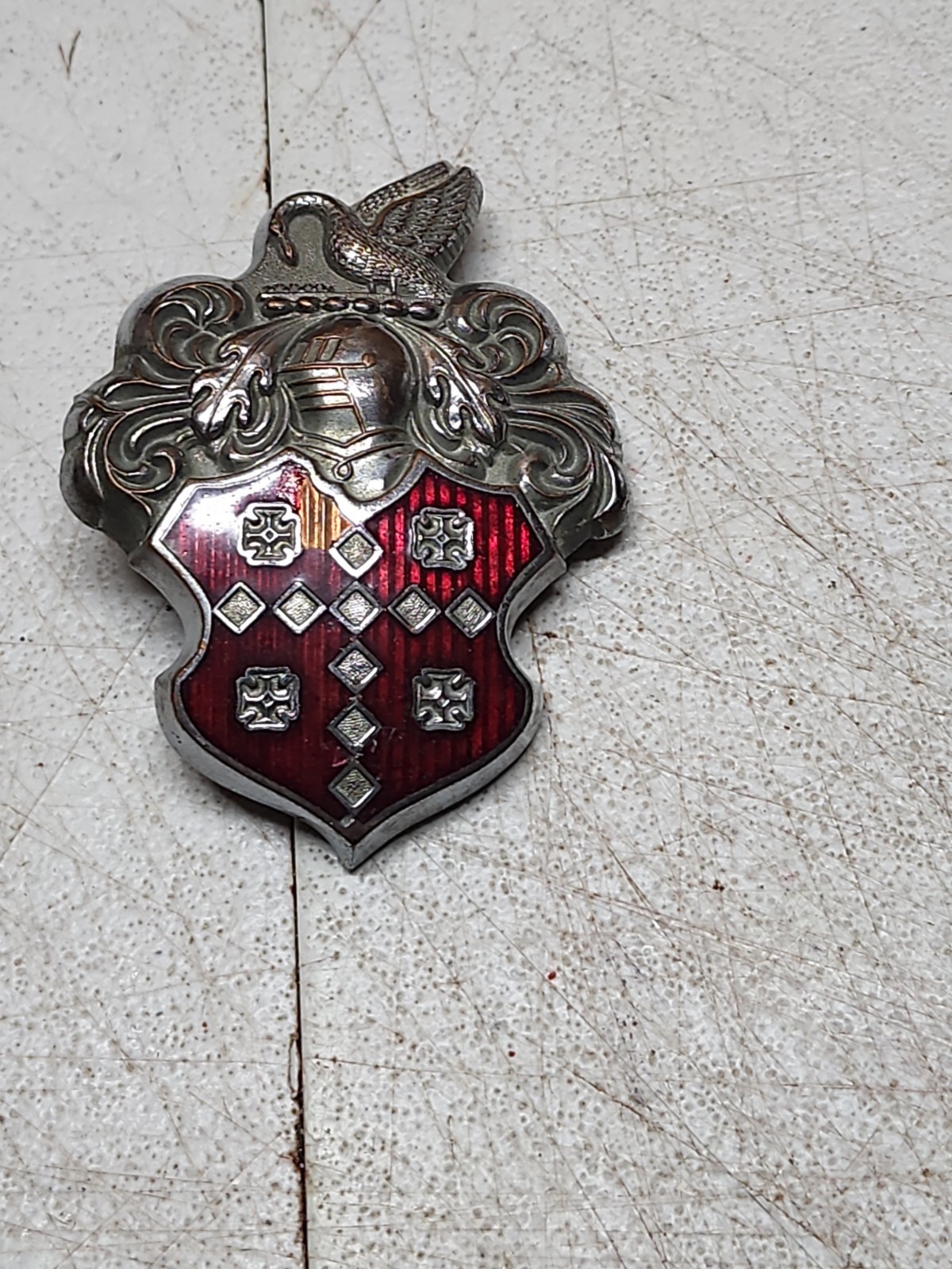 1956 Packard Trunk Emblem Original Enamel Red OEM W/Original Nut 