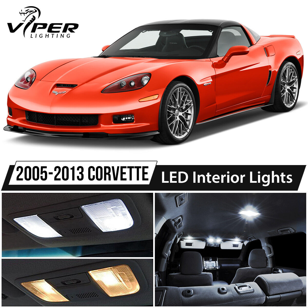 2005-2013 Chevrolet Corvette C6 White LED Interior Lights Package Kit