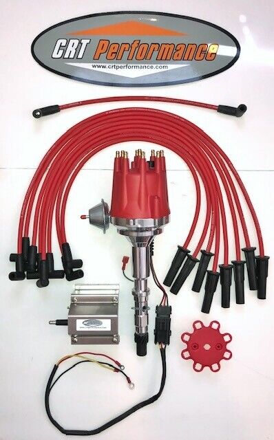 small cap AMC JEEP 290,304,343,360,390,401 RED HEI Distributor,60K COIL + Wires 