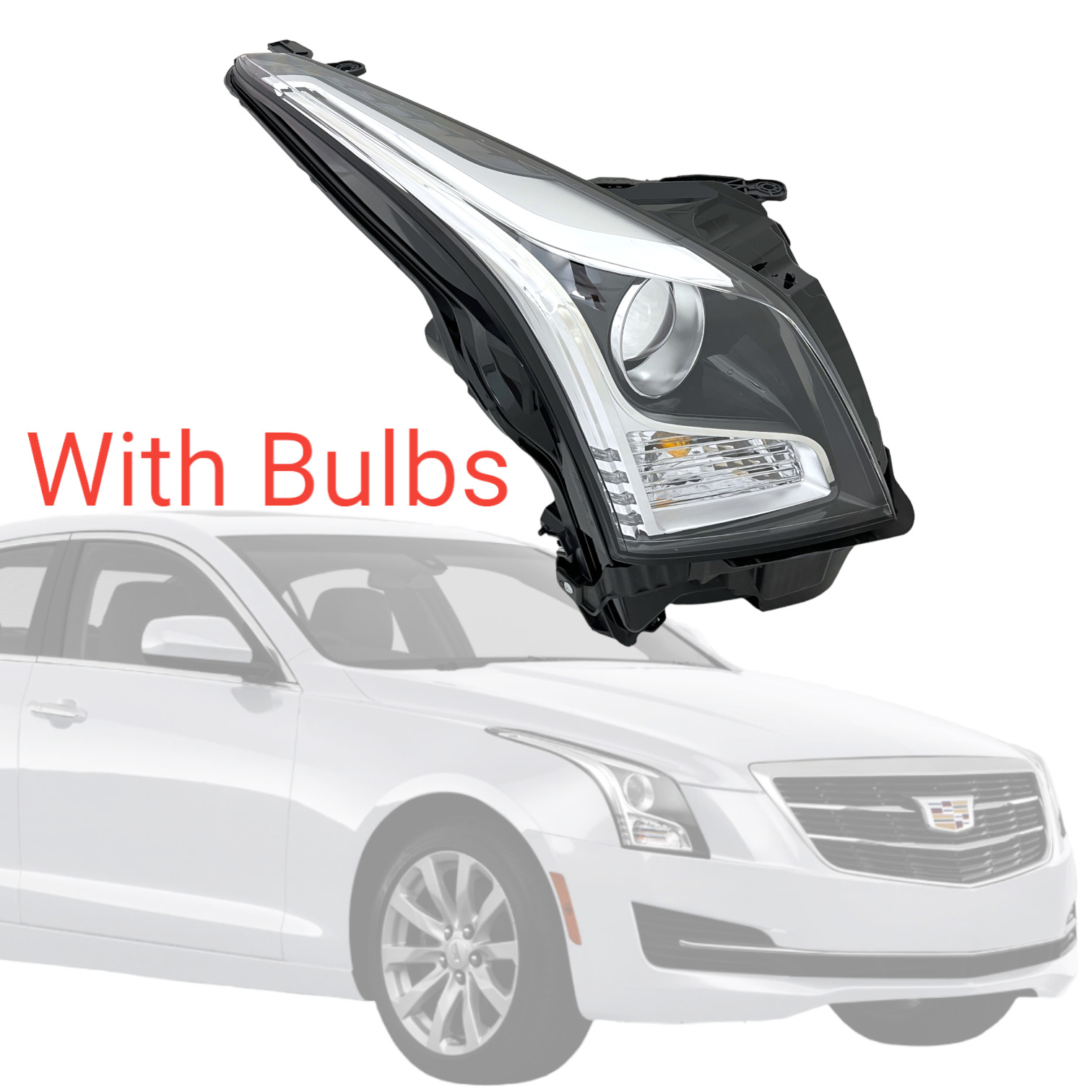 For 2013-18 [Halogen] Cadillac ATS Passenger Factory Style Headlight (w/BULB) RH