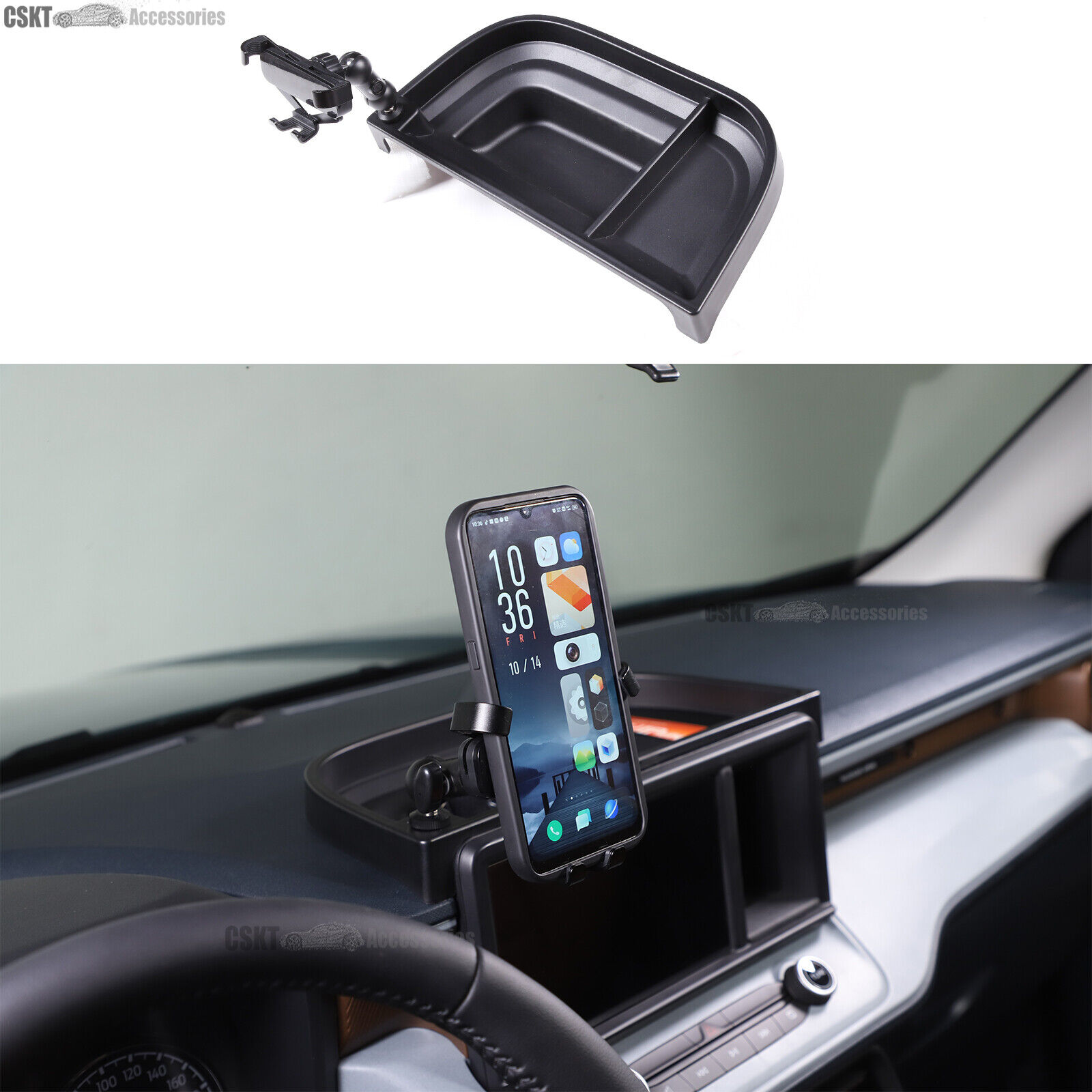 Dashboard Storage Box Tray with Car Phone Holder Fit For Ford Maverick 2022-2023