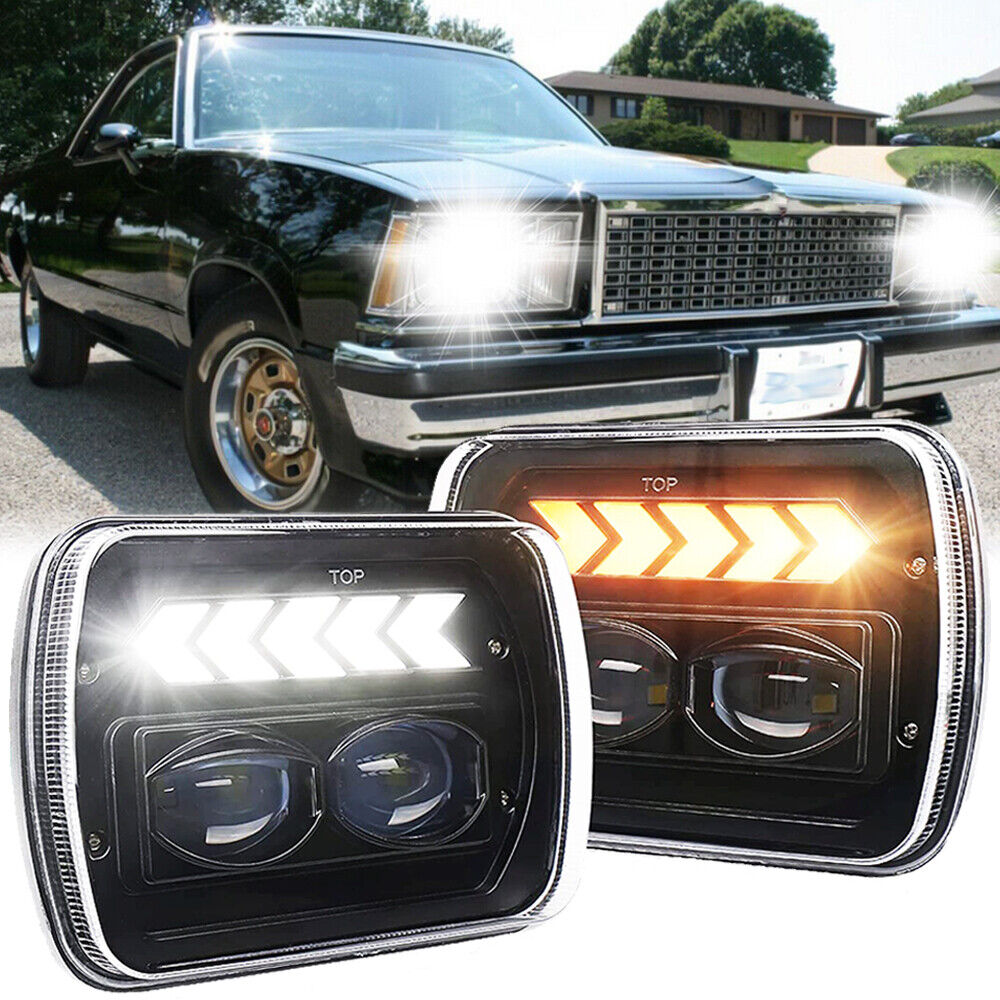 Pair 7x6 5x7 LED Headlights DRL For Chevy El Camino 1978-1981 Classic LUV Truck